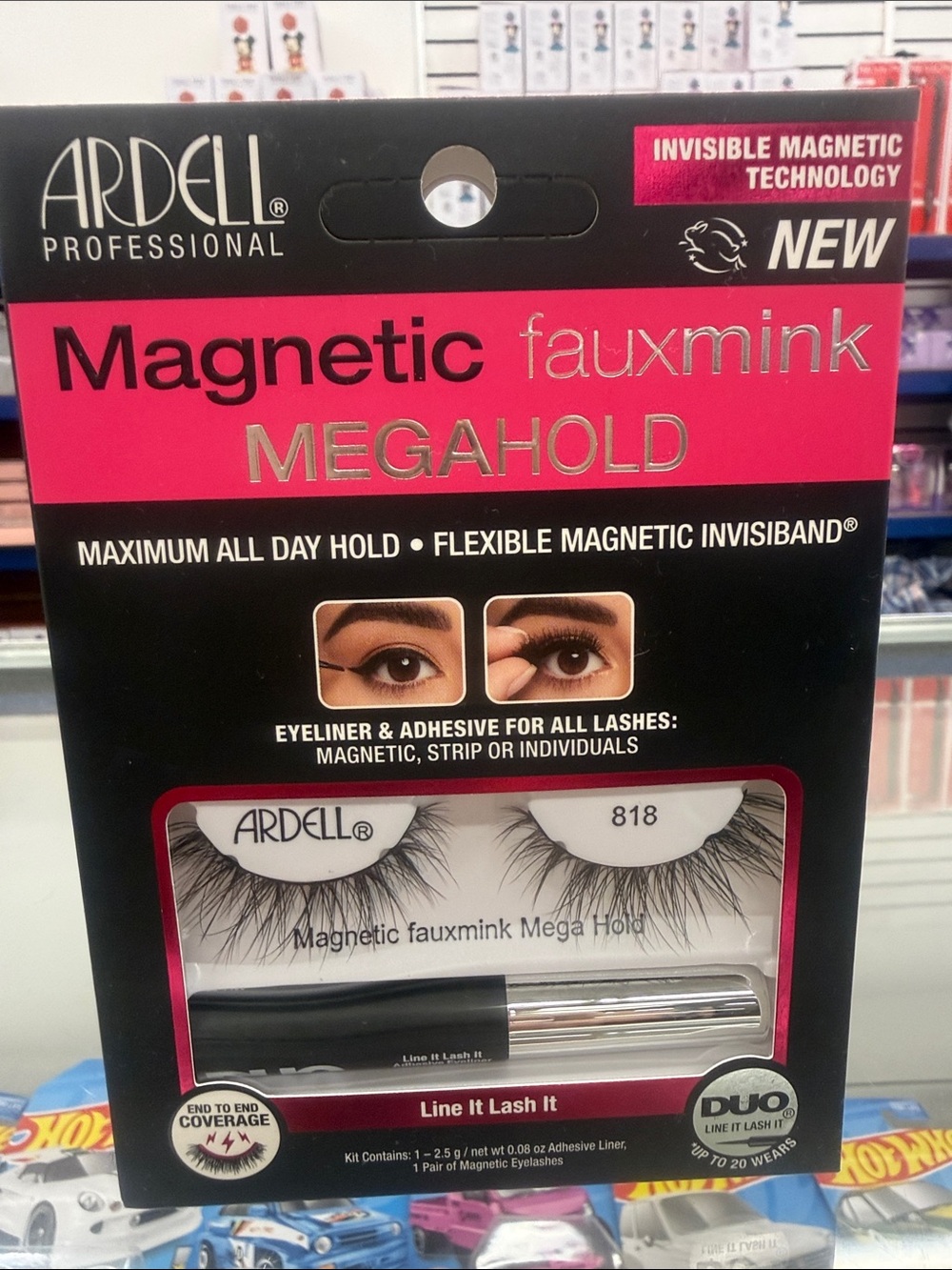 Ardell Magnetic Fauxmink Megahold Lashes — Black with Pink Accents